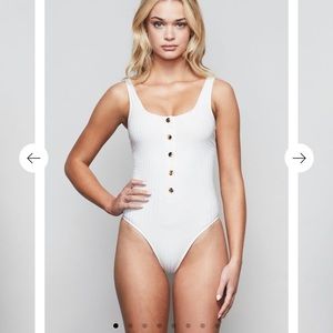 Good American Button Front Ribbed Bodysuit